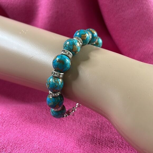 Handcrafted Silver Tone & Turquoise Tone Beads - Picture 1 of 4